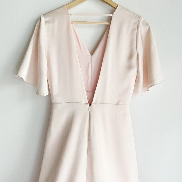 Lovers and Friends Blush Pink Empire Wiast Butterfly Sleeve Front Slit Dress - Picture 8 of 11